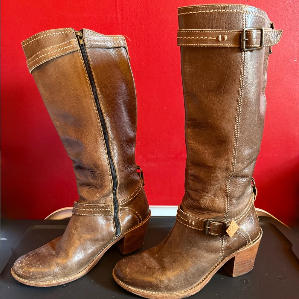 Frye Brown Leather Heeled Boots